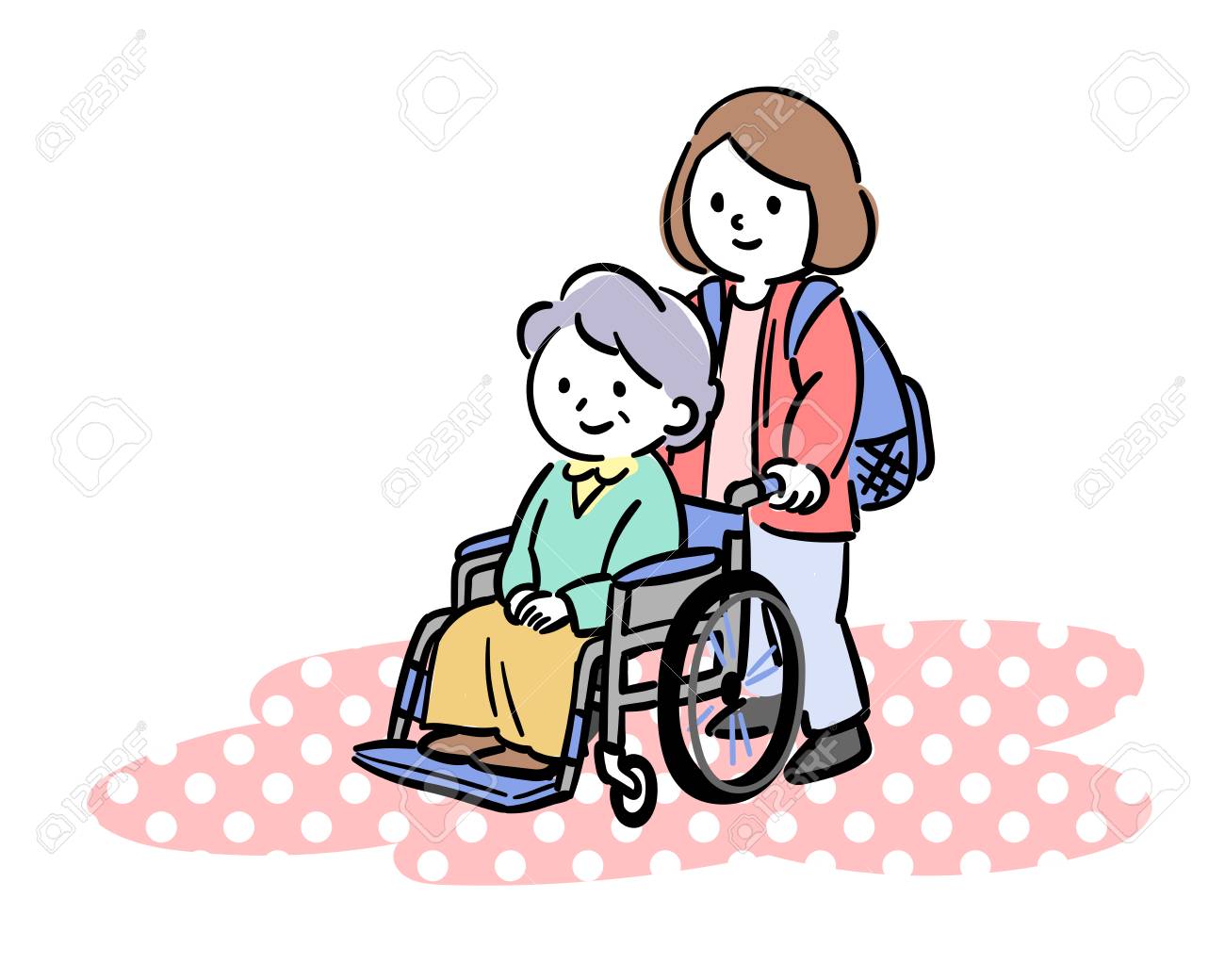 Caring For The Elderly, A Helper Royalty Free SVG, Cliparts, Vectors, and  Stock Illustration. Image 96109856., image size:1300x1040