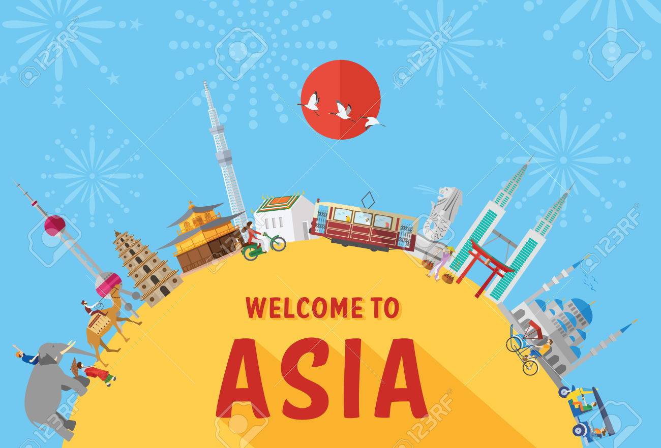Flat design, Illustration of landmarks and icons in Asia - 51655239 Flat design, Illustration of landmarks and icons in Asia - 51655239