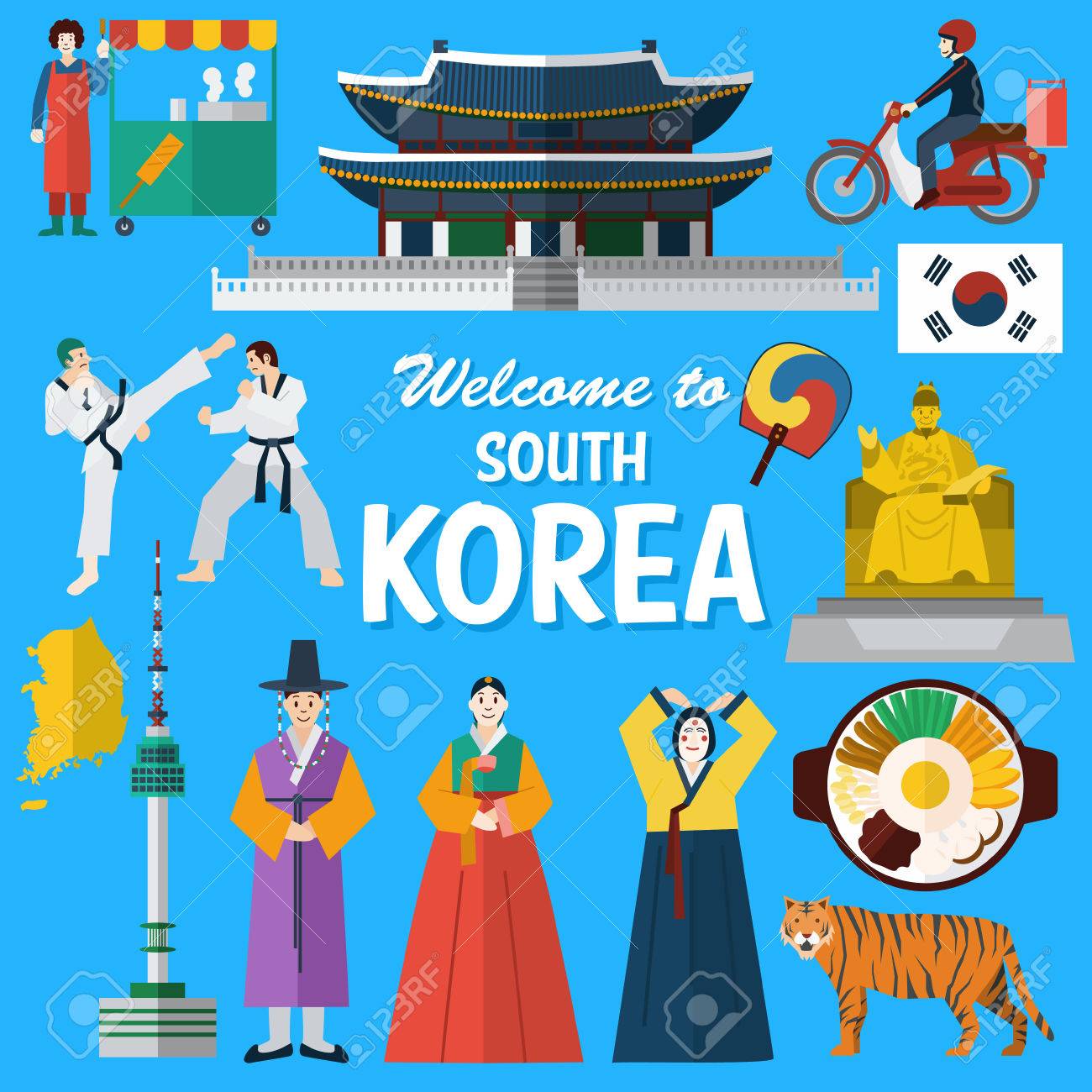 フラット デザイン 韓国のランドマークのアイコン イラスト のイラスト素材 ベクタ Image