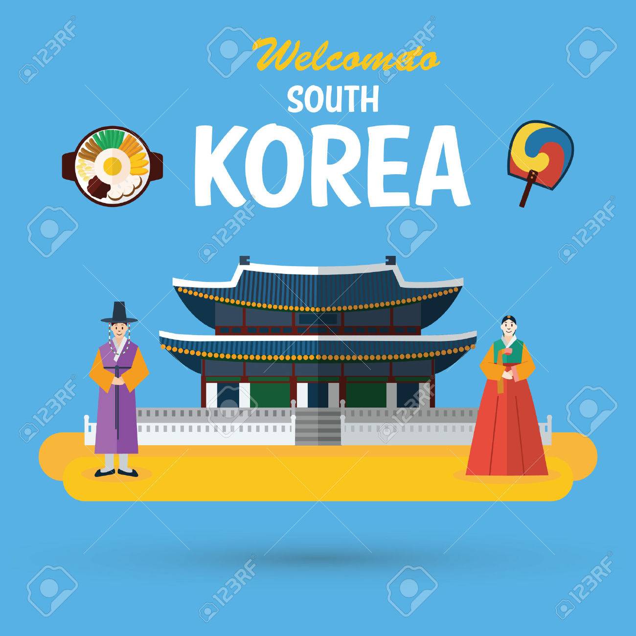 Flat design, South Korea landmark and icons - 61003126 Flat design, South Korea landmark and icons - 61003126
