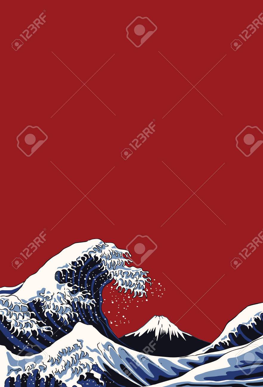 Ocean waves, Japanese style illustration - 76230555 Ocean waves, Japanese style illustration - 76230555