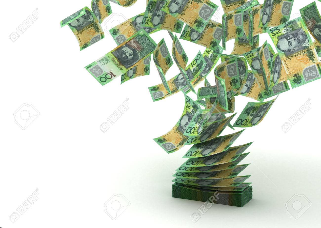 Flying Australian Dollar isolated with clipping path - 23411213 Flying Australian Dollar isolated with clipping path - 23411213