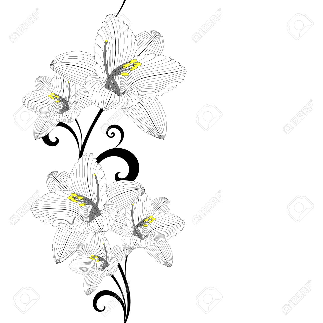 Fond Floral Sans Couture Dessin à Main Avec Fleur De Lis