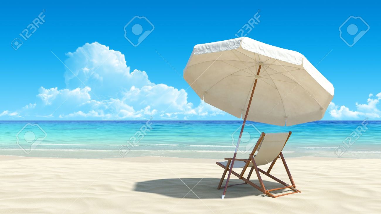 beach chair and umbrella