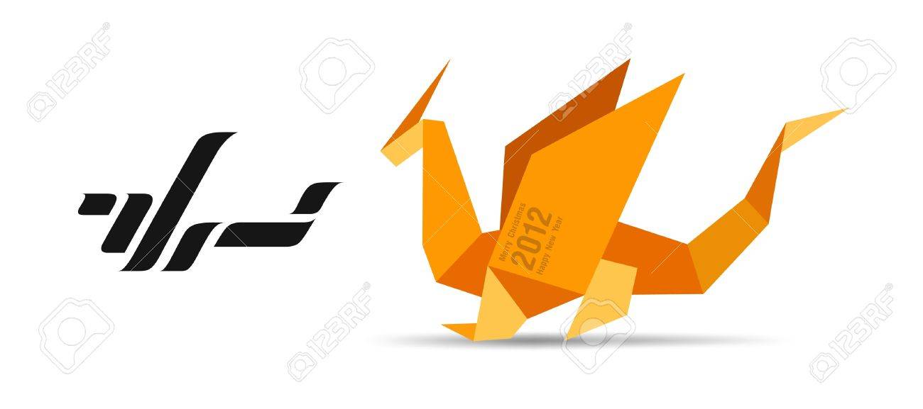 Dragon origami concept Logo - 13452573 Dragon origami concept Logo - 13452573