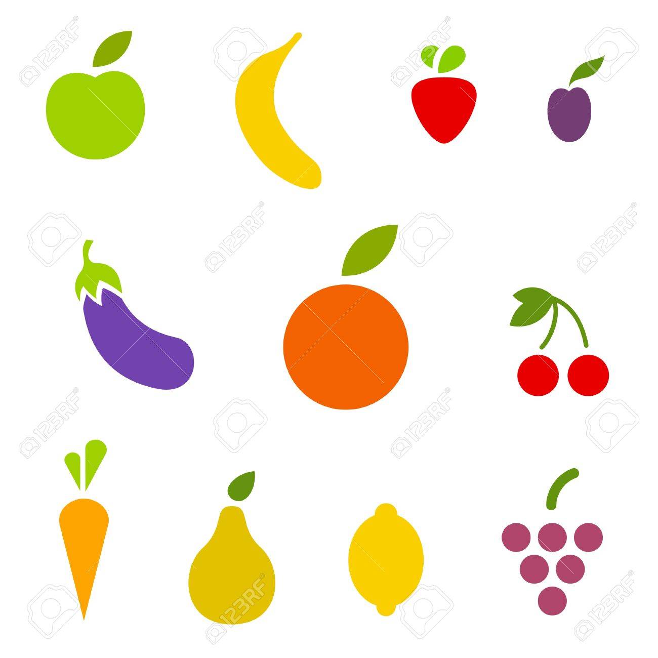 fruits and vegetables icon set vector editable royalty free