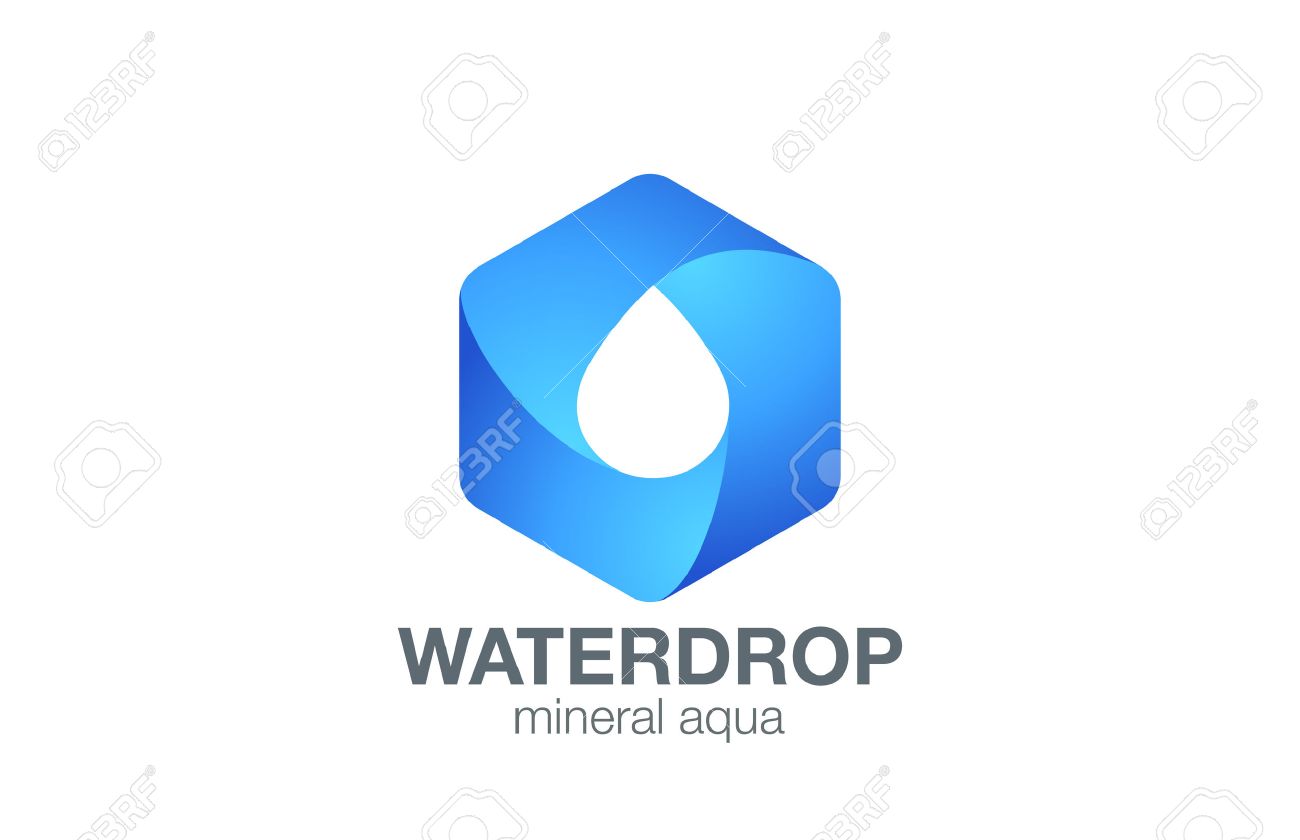clear water drop logo aqua hexagon infinity loop vector template
