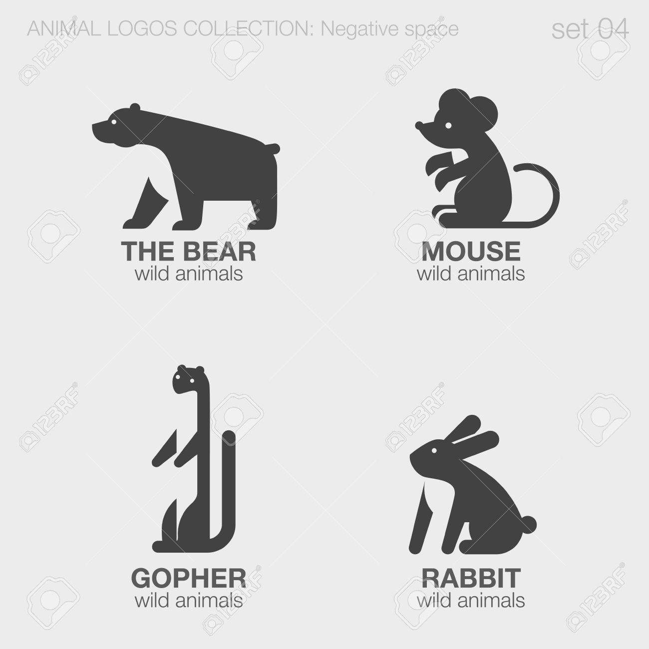 wild animals logos negative