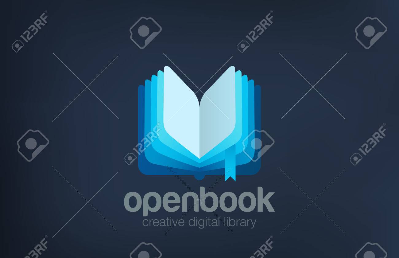 Open Book Logo design vector template abstract. Digital Library Logotype concept icon. - 45935171 Open Book Logo design vector template abstract. Digital Library Logotype concept icon. - 45935171