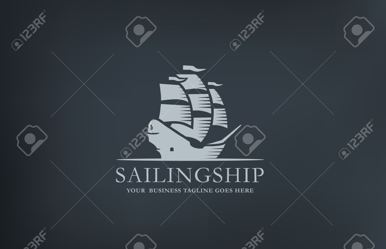 Barca A Vela Depoca Astratto Modello Di Marchio Disegno Vettoriale Nave Stile Retrò Mezza Età Logotype Vela