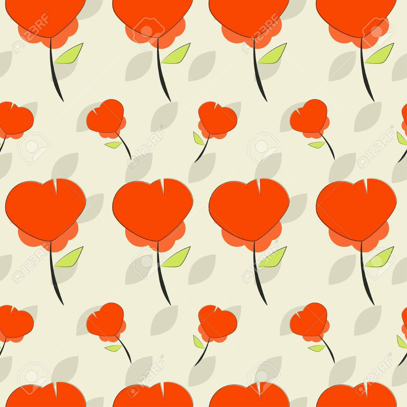 シームレスなレトロ花背景イラスト の写真素材 画像素材 Image