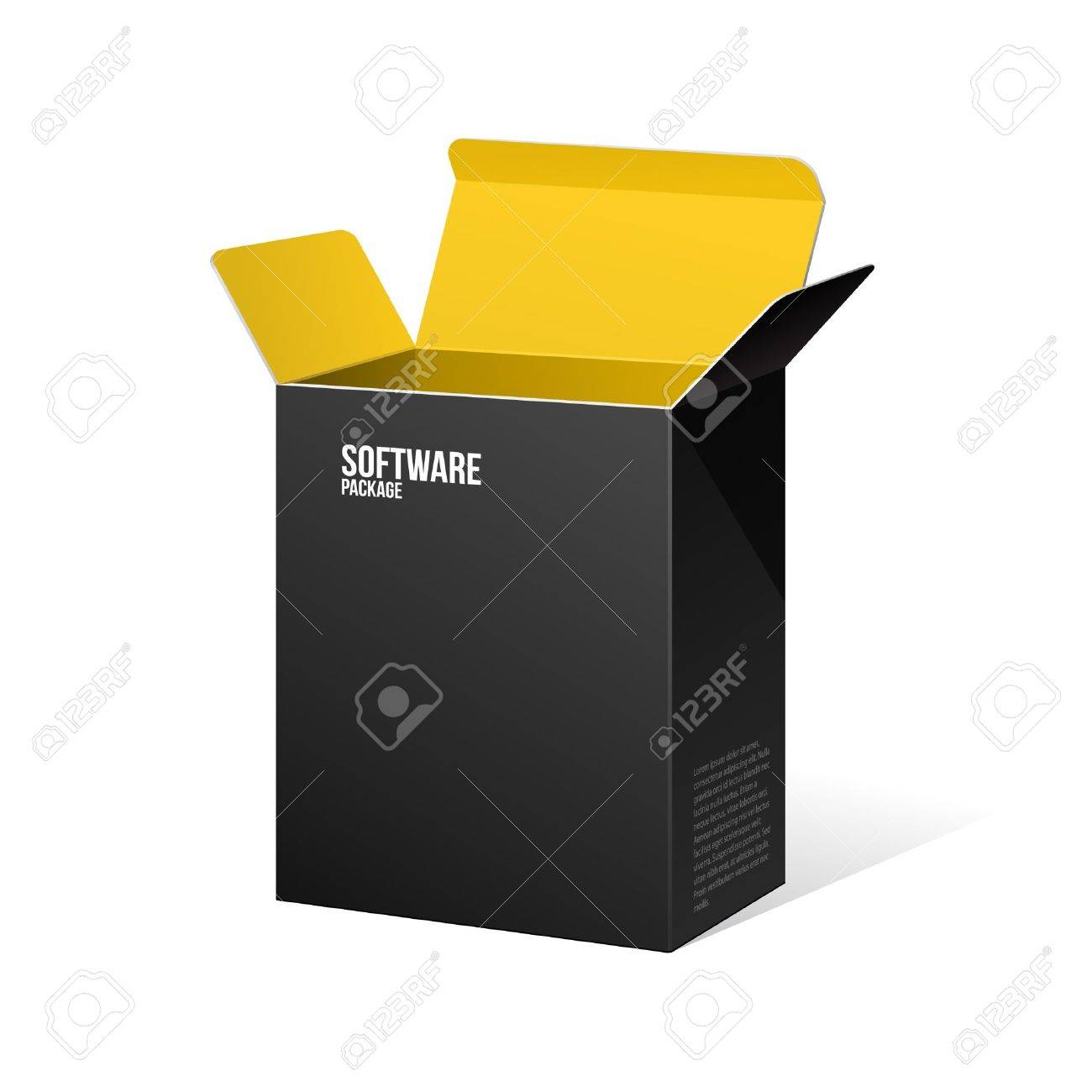 Software Package Box Opened Black Inside Yellow Orange - 13764911 Software Package Box Opened Black Inside Yellow Orange - 13764911