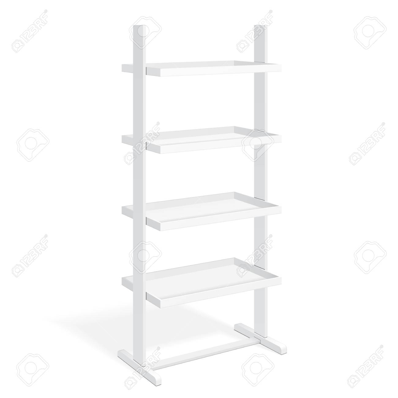 White Retail Shelves Floor Display Rack For Supermarket Blank