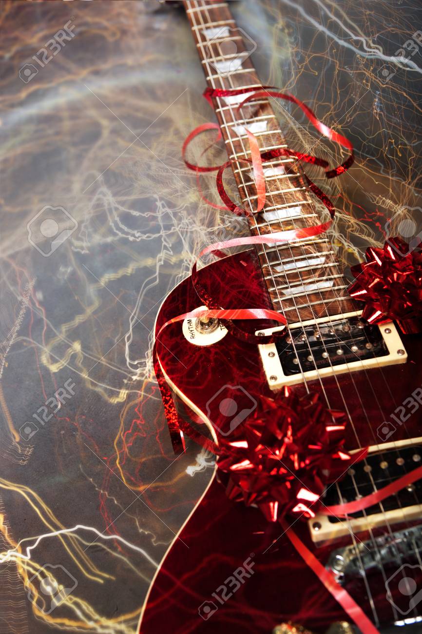 Guitare Electrique Comme Un Christmass Ou Cadeau D Anniversaire Banque D Images Et Photos Libres De Droits Image
