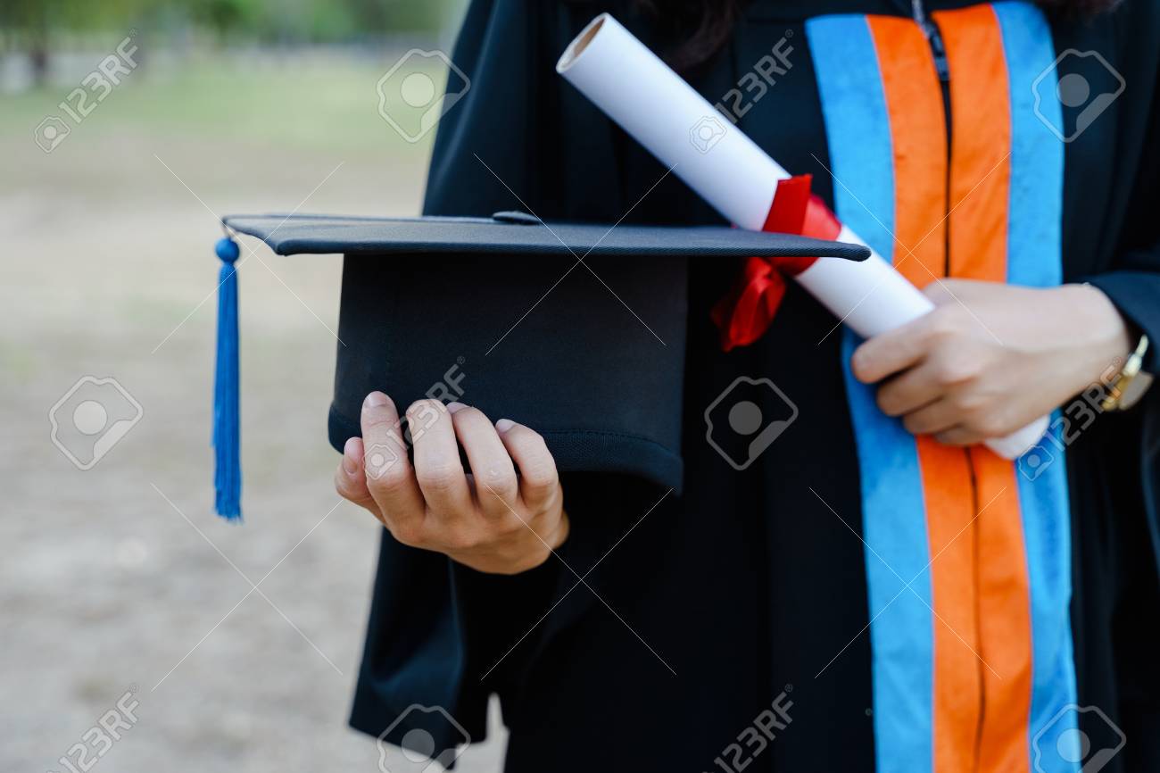 Female University Graduate Celebrates Graduation Ceremony Receiving Degree  Certificate Happily With Excitement. Stock Photo, Picture And Royalty Free  Image. Image 121175506.