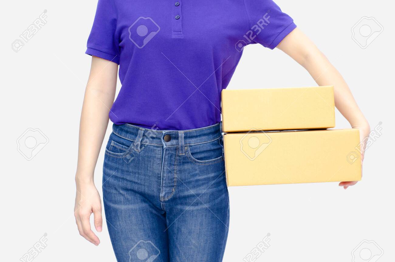 purple shirt and jeans