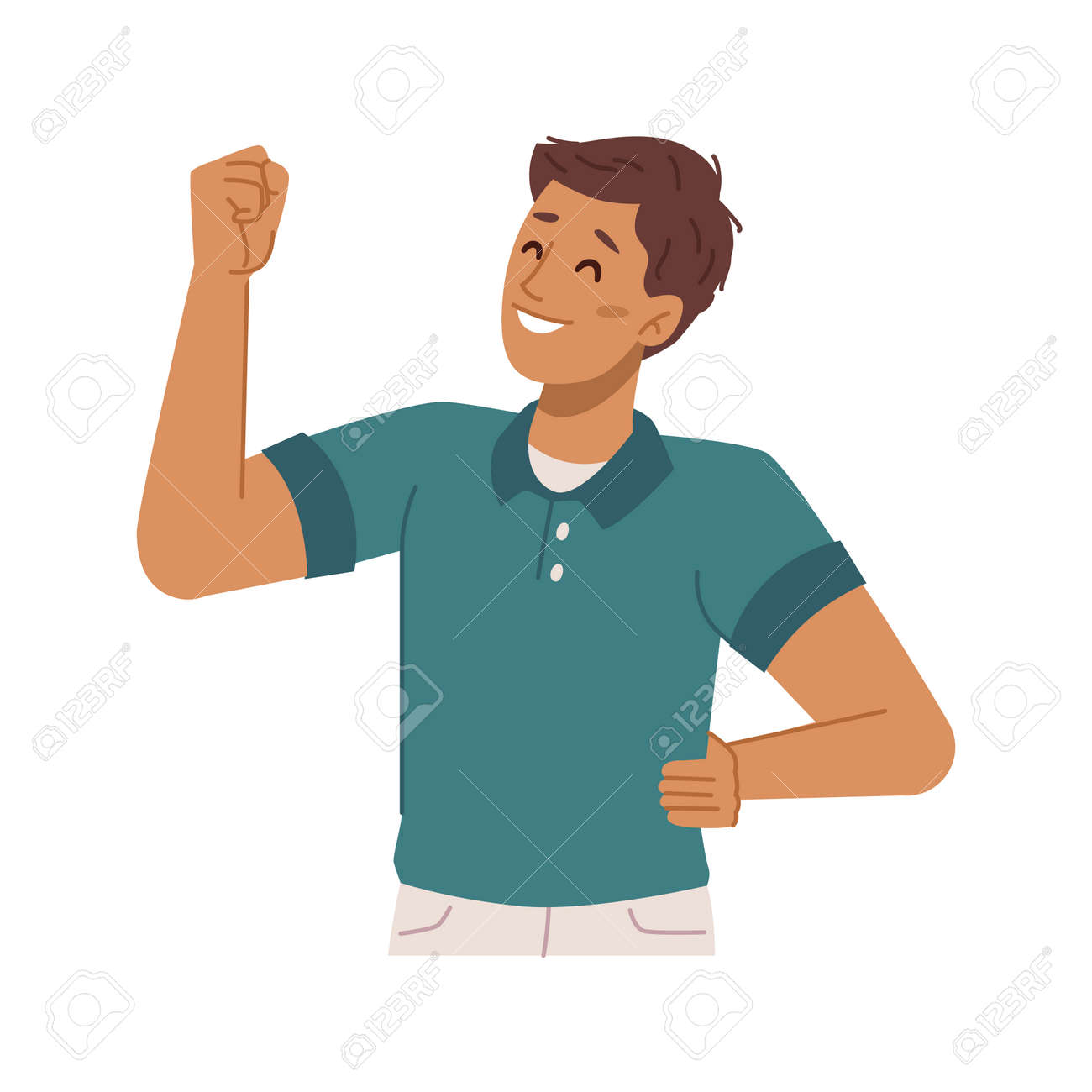Happy boy kid gesturing showing muscles, isolated personage expressing strength and power. Confidence and excitement, cool guy with muscular hand with biceps. Flat style cartoon character vector - 171581946 Happy boy kid gesturing showing muscles, isolated personage expressing strength and power. Confidence and excitement, cool guy with muscular hand with biceps. Flat style cartoon character vector - 171581946