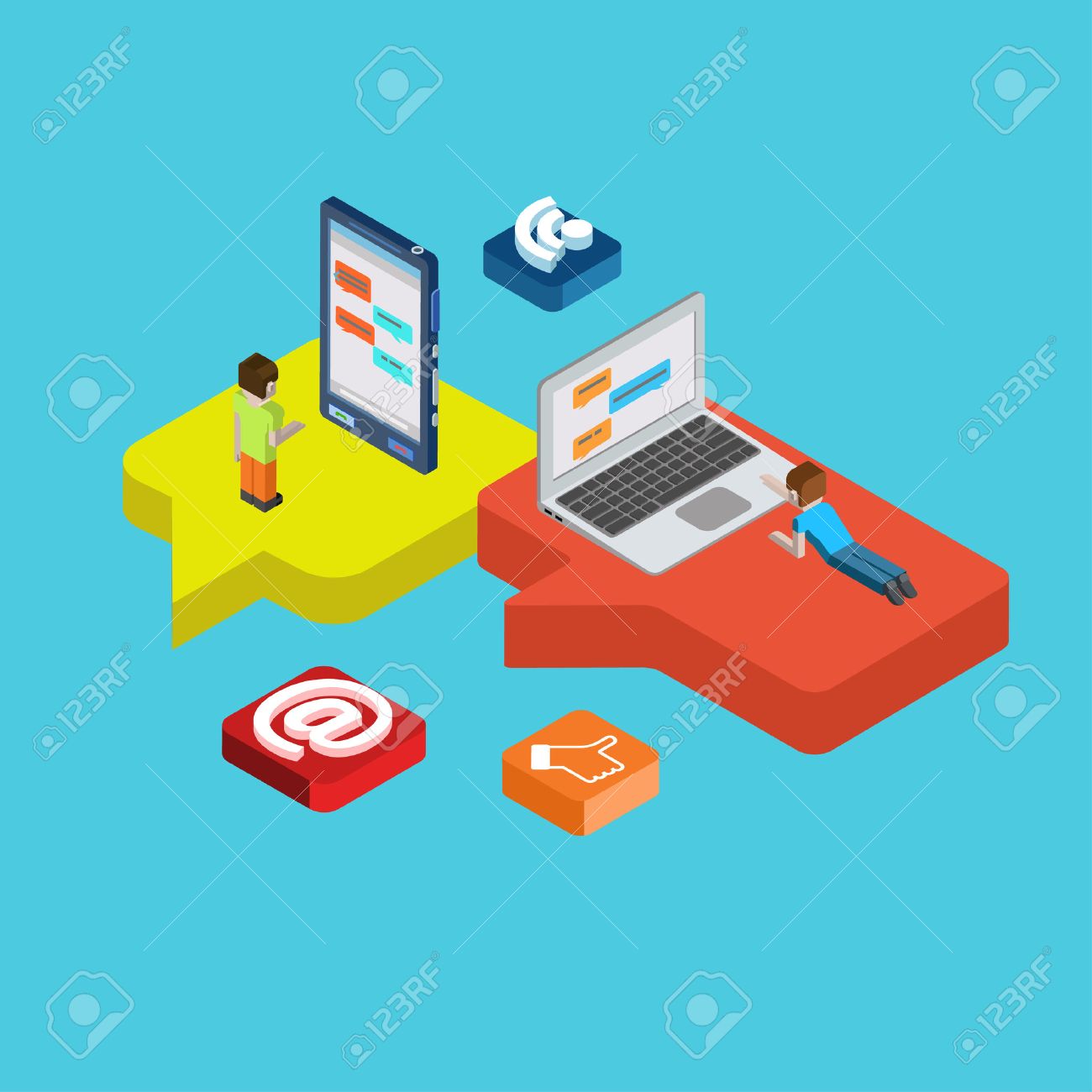 Chat Message Social Media Flat 3d Isometric Pixel Art Modern Royalty Free Cliparts Vectors And Stock Illustration Image
