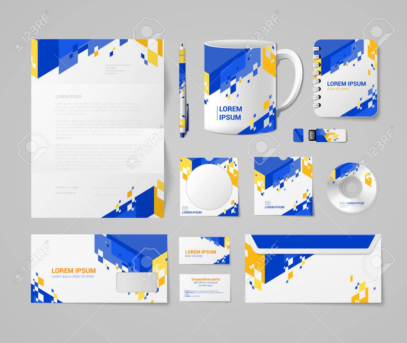 modern corporate identity mockup template blue yellow orange modern corporate identity mockup template blue yellow orange, Presentation templates