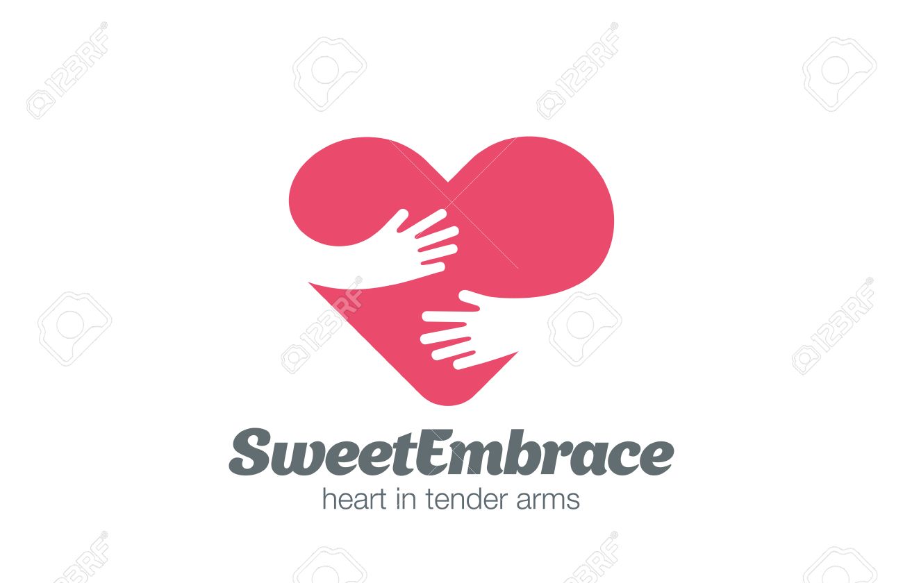 embrace heart shape logo design vector template valentine day