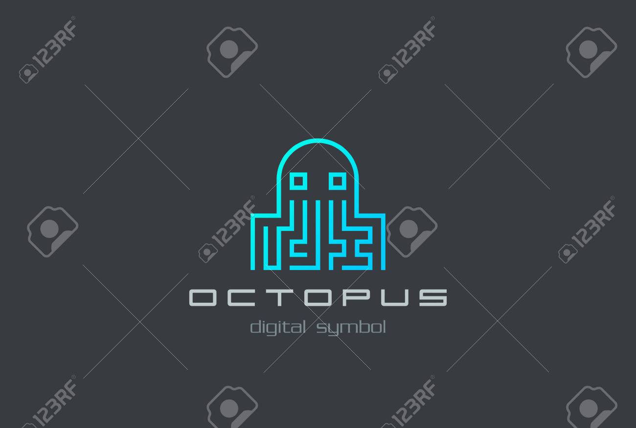 digital octopus logo shape abstract design vector template virus