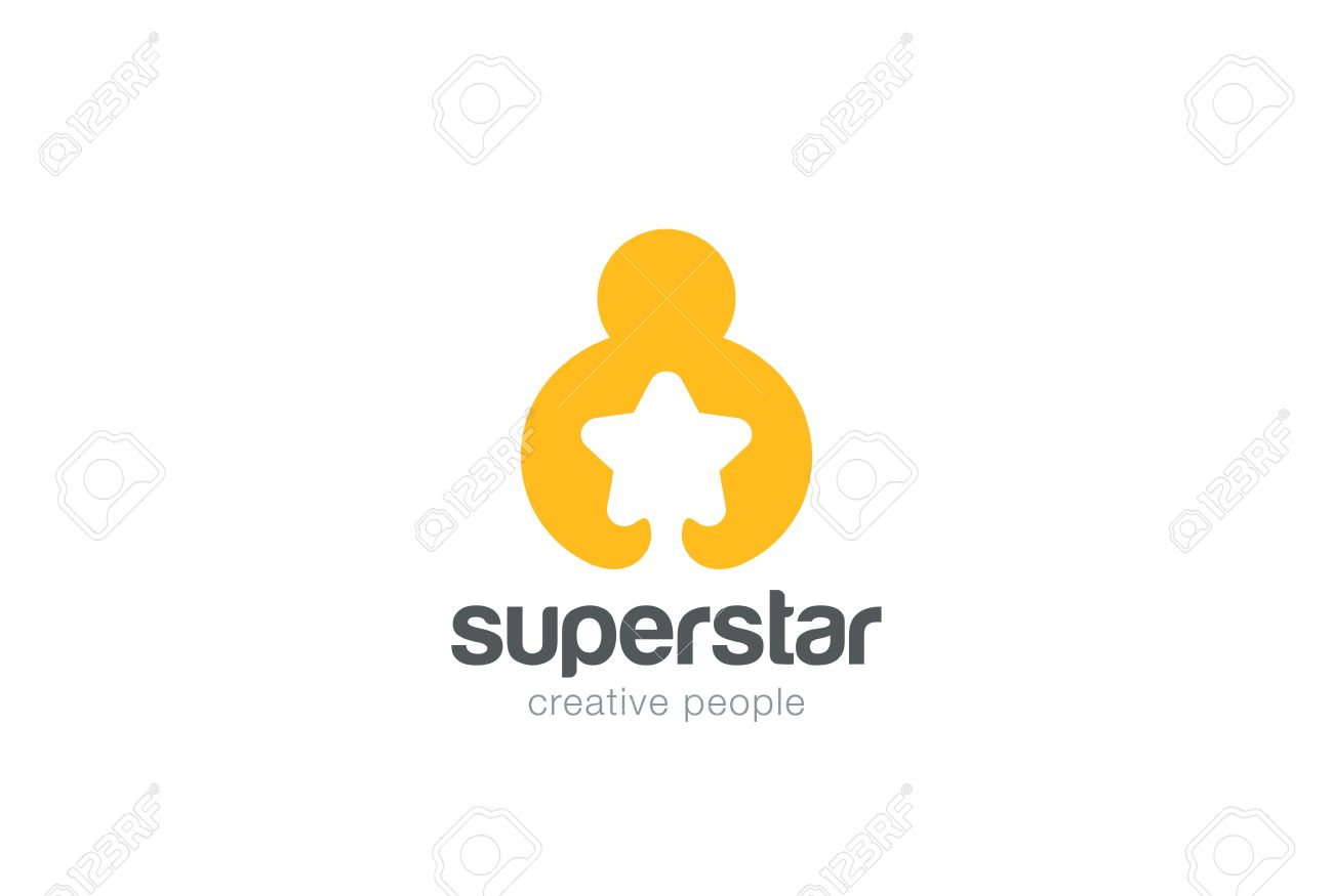 Star ロゴ デザイン ベクトル テンプレート負の空間スタイル手を繋いでいる男 有名人有名な創造的な人々 ロゴタイプ コンセプト アイコン のイラスト素材 ベクタ Image
