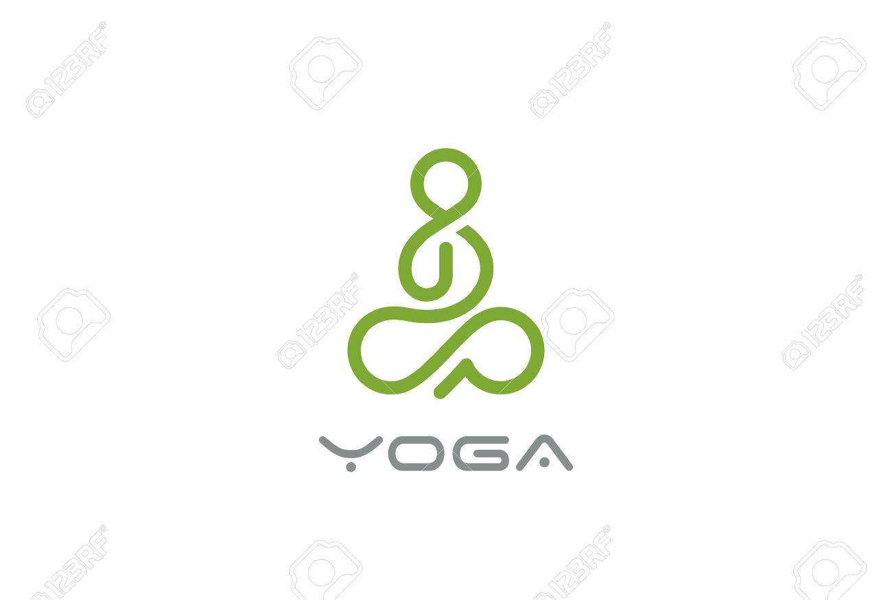 yoga logo abstract man sitting lotus pose design vector template