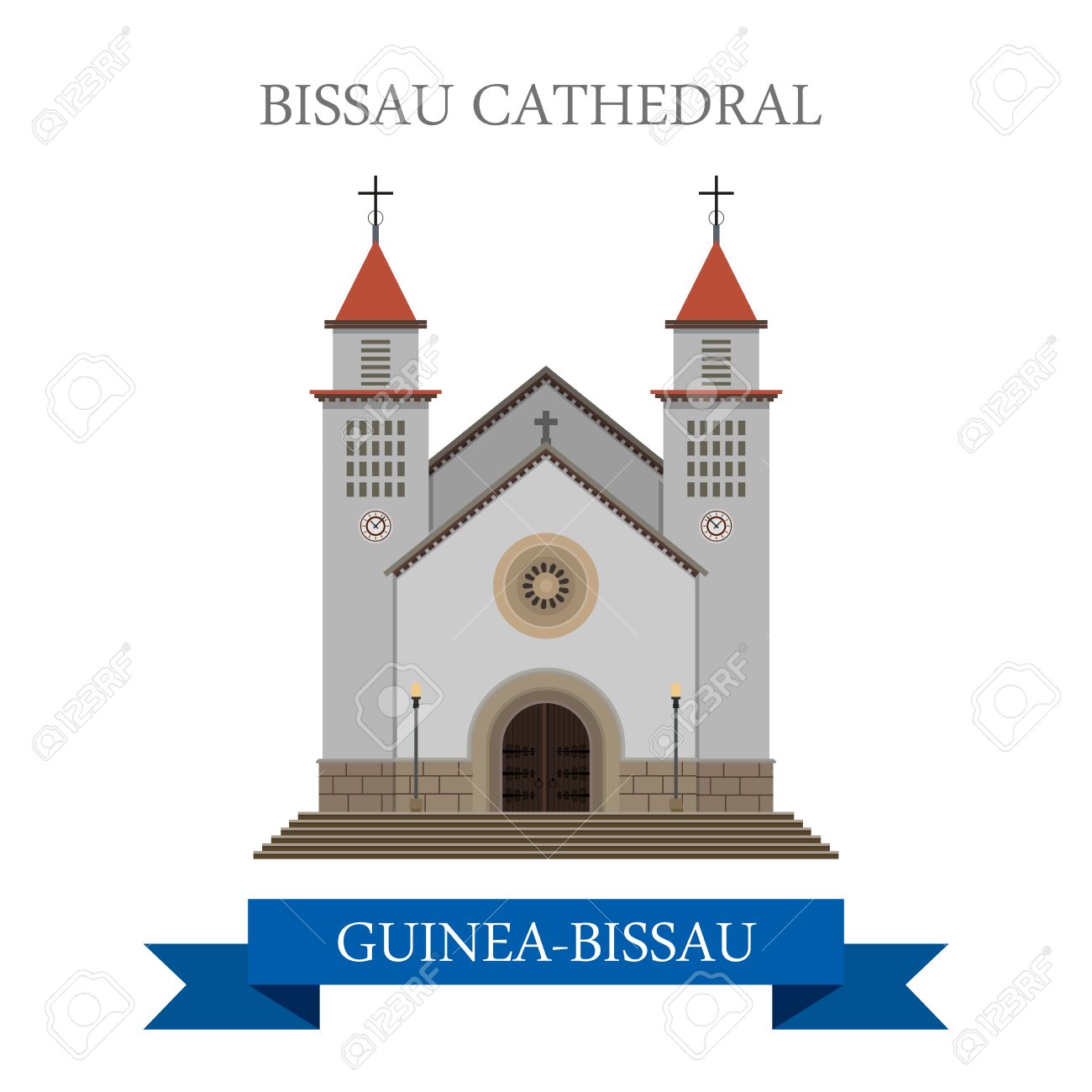 ギニア ビサウ ギニアビサウ大聖堂 フラット漫画スタイル歴史的名所観光名所アトラクション Web サイト ベクトル イラスト 世界の国々 の都市休暇旅行 観光アフリカ コレクション のイラスト素材 ベクタ Image