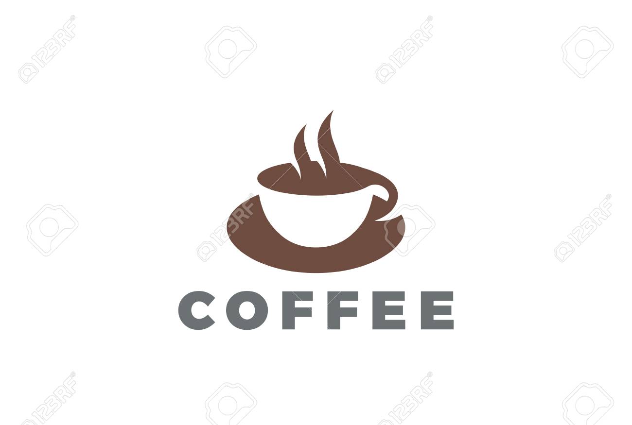 coffee cup logo design vector template negative space style hot cup template