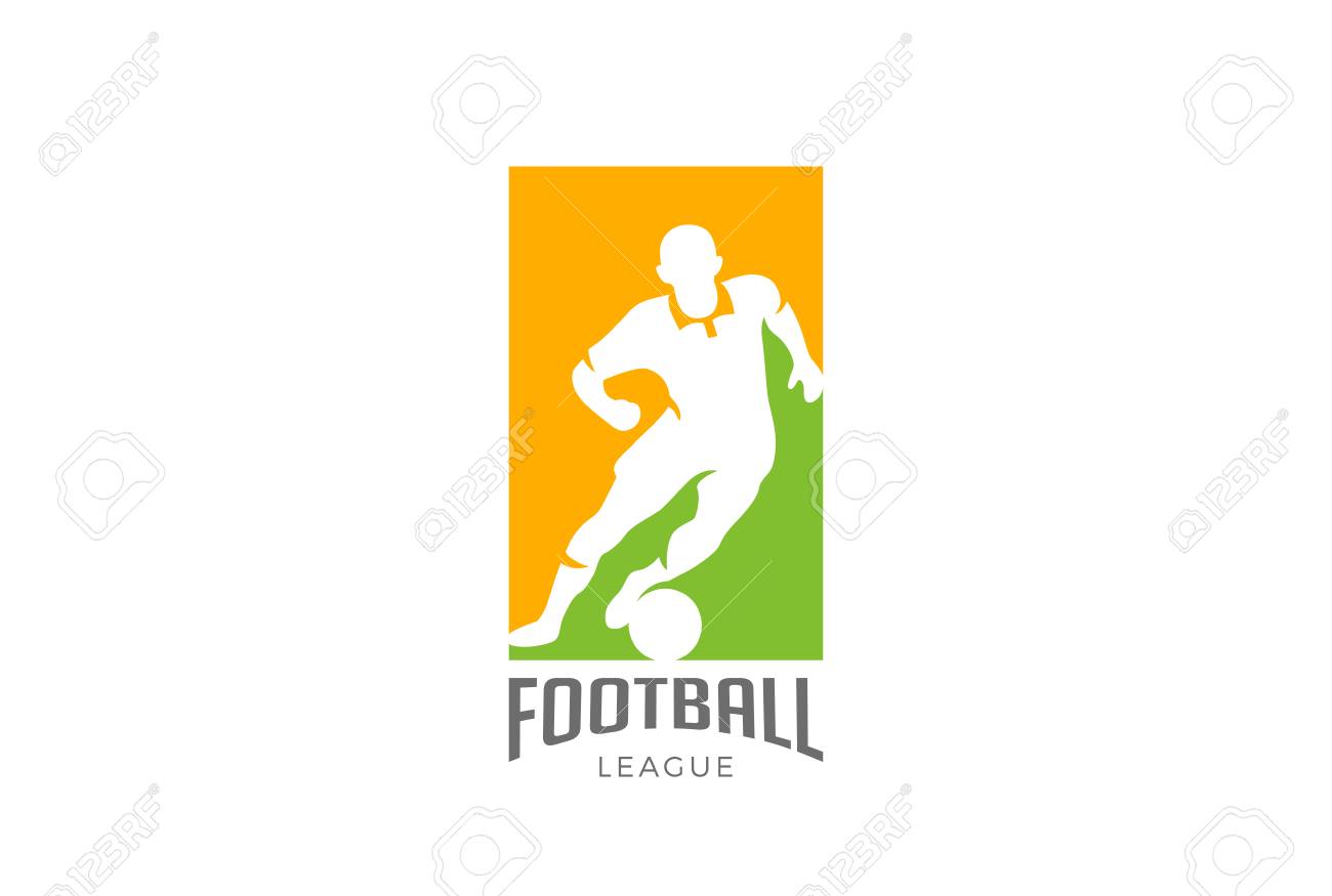 football player silhouette logo design vector template soccer