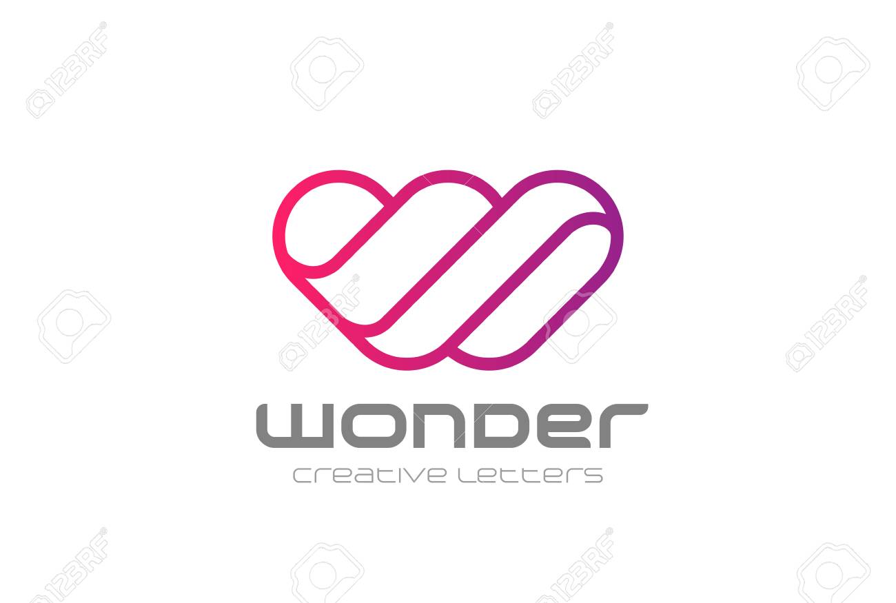 W 文字ロゴ デザイン ベクトル テンプレート直線的なスタイルです 創造的なフレンドリーな企業ロゴを文字 のイラスト素材 ベクタ Image