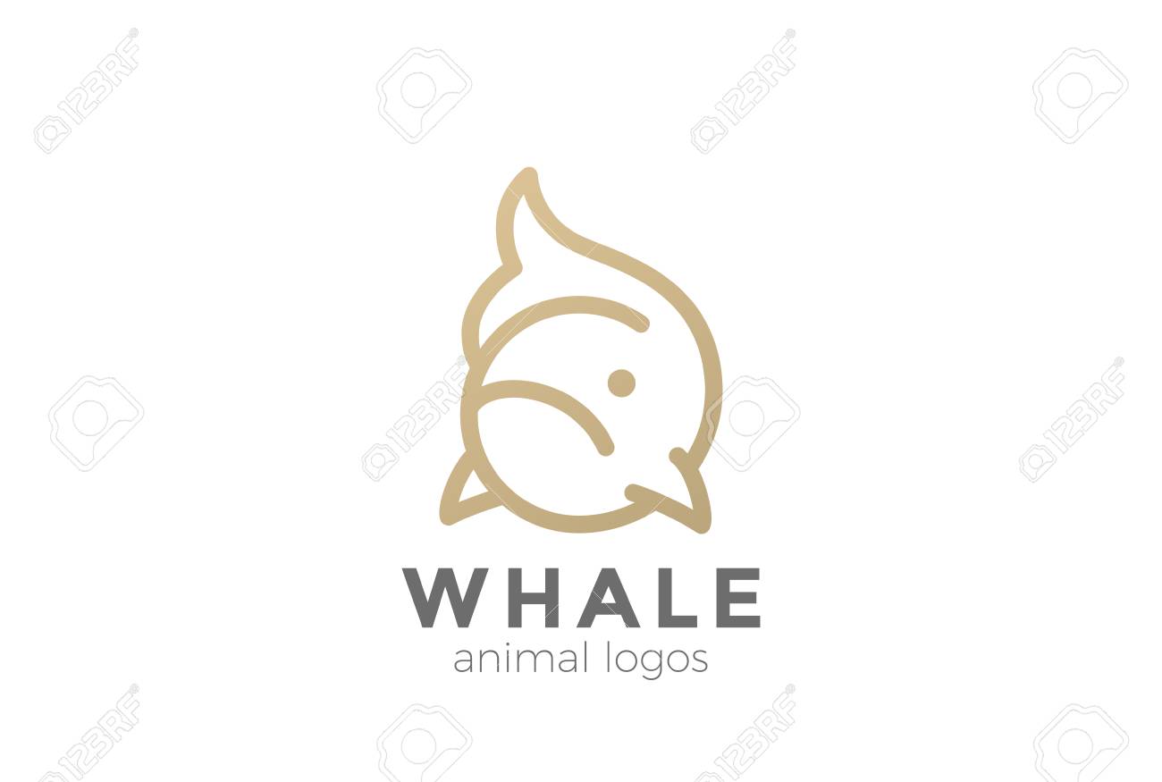 クジラのロゴデザインベクトルテンプレート線形スタイル 面白い魚抽象ロゴタイプのコンセプトアイコン のイラスト素材 ベクタ Image