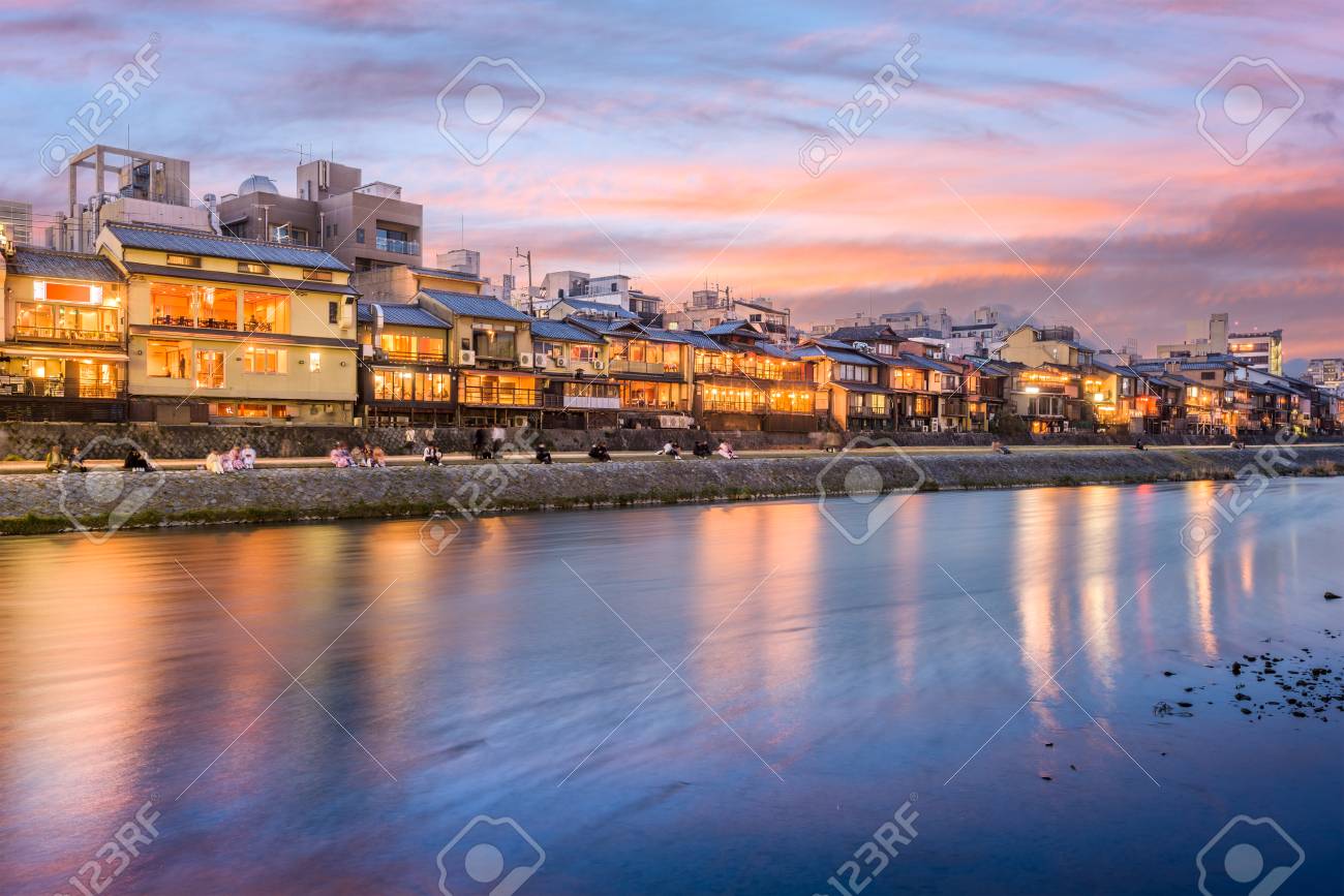 Kyoto Japan Along The Kamo River Stock Photo Picture And Royalty Free Image Image