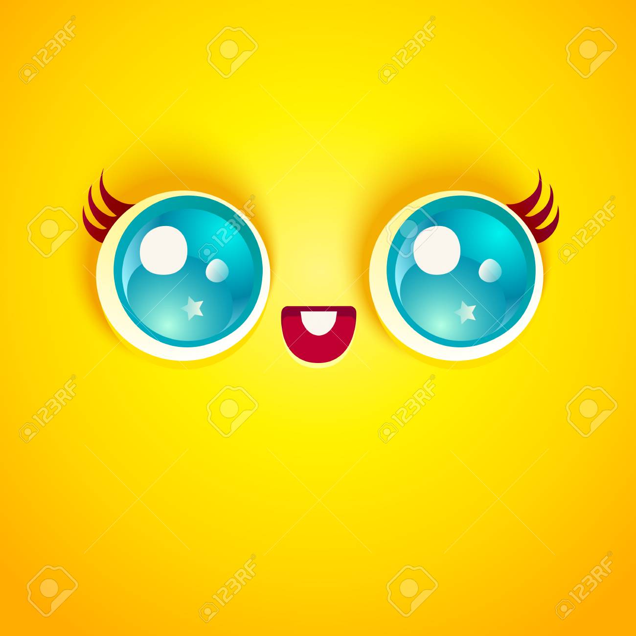 Download Illustration Of Cute Yellow Face Kawaii Face With Eyes Royalty Free Cliparts Vectors And Stock Illustration Image 72685937 PSD Mockup Templates