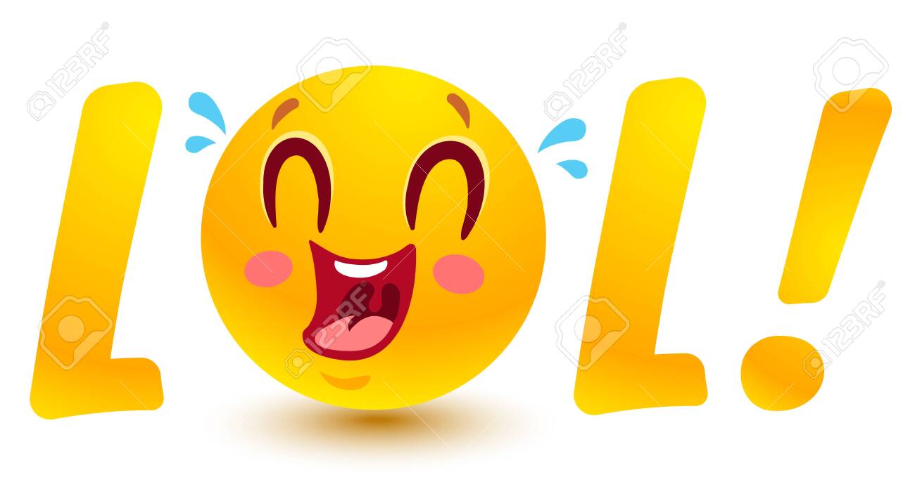 vector lol smile funny emoji in kawaii style vector funny smile funny emoji