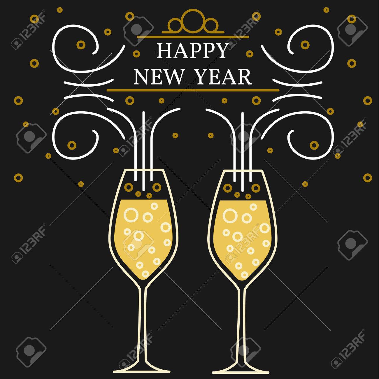 Bonne Nouvelle Carte De Voeux Annee Vecteur Eps10 Verres De Champagne En Ligne Mince Clip Art Libres De Droits Vecteurs Et Illustration Image Bonne Nouvelle Carte De Voeux Annee Vecteur Eps10 Verres De Champagne En Ligne Mince Clip Art Libres De Droits Vecteurs Et Illustration Image
