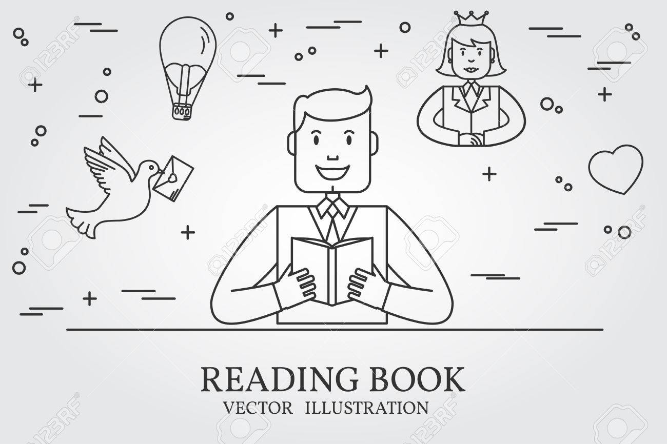 男は本を読んで物語を想像して 線のアイコンだと思います イラスト のイラスト素材 ベクタ Image 男は本を読んで物語を想像して 線のアイコンだと思います イラスト のイラスト素材 ベクタ Image