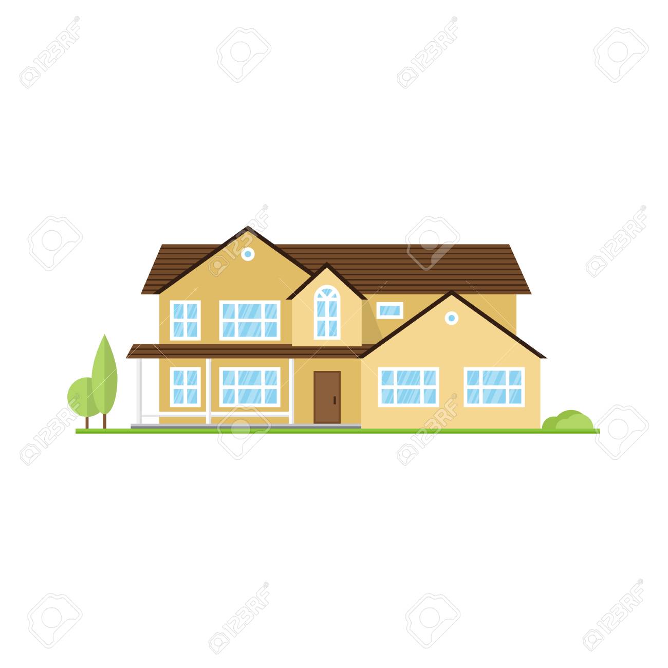 vector flat icon suburban american house for web design and