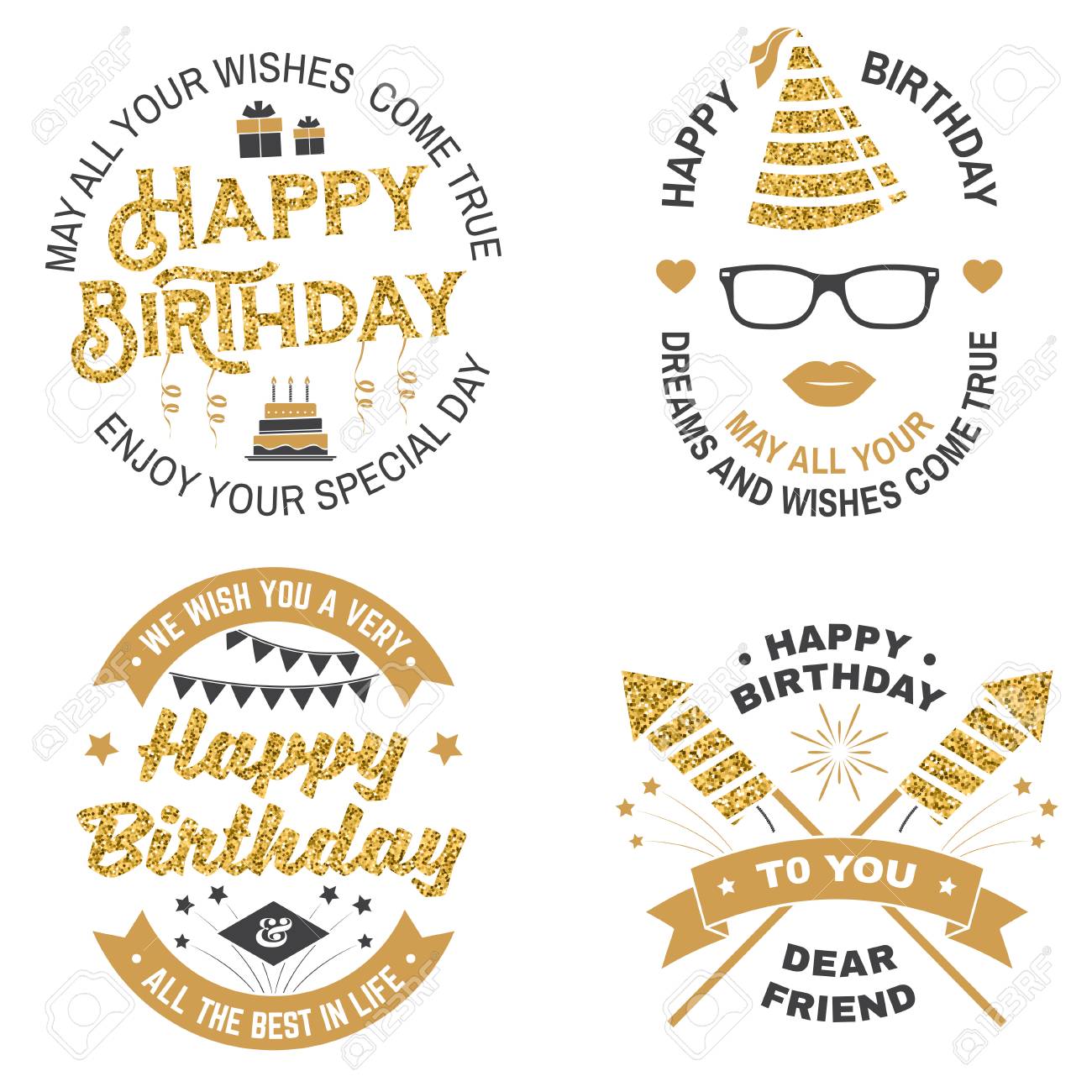 set of happy birthday templates for overlay badge card with happy birthday templates