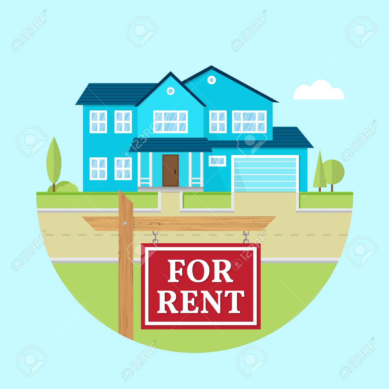 House for rent. Vector flat suburban american house. For web design and application interface, also useful for infographics. Family house icon isolated on white background. Real estate. - 119591701 House for rent. Vector flat suburban american house. For web design and application interface, also useful for infographics. Family house icon isolated on white background. Real estate. - 119591701