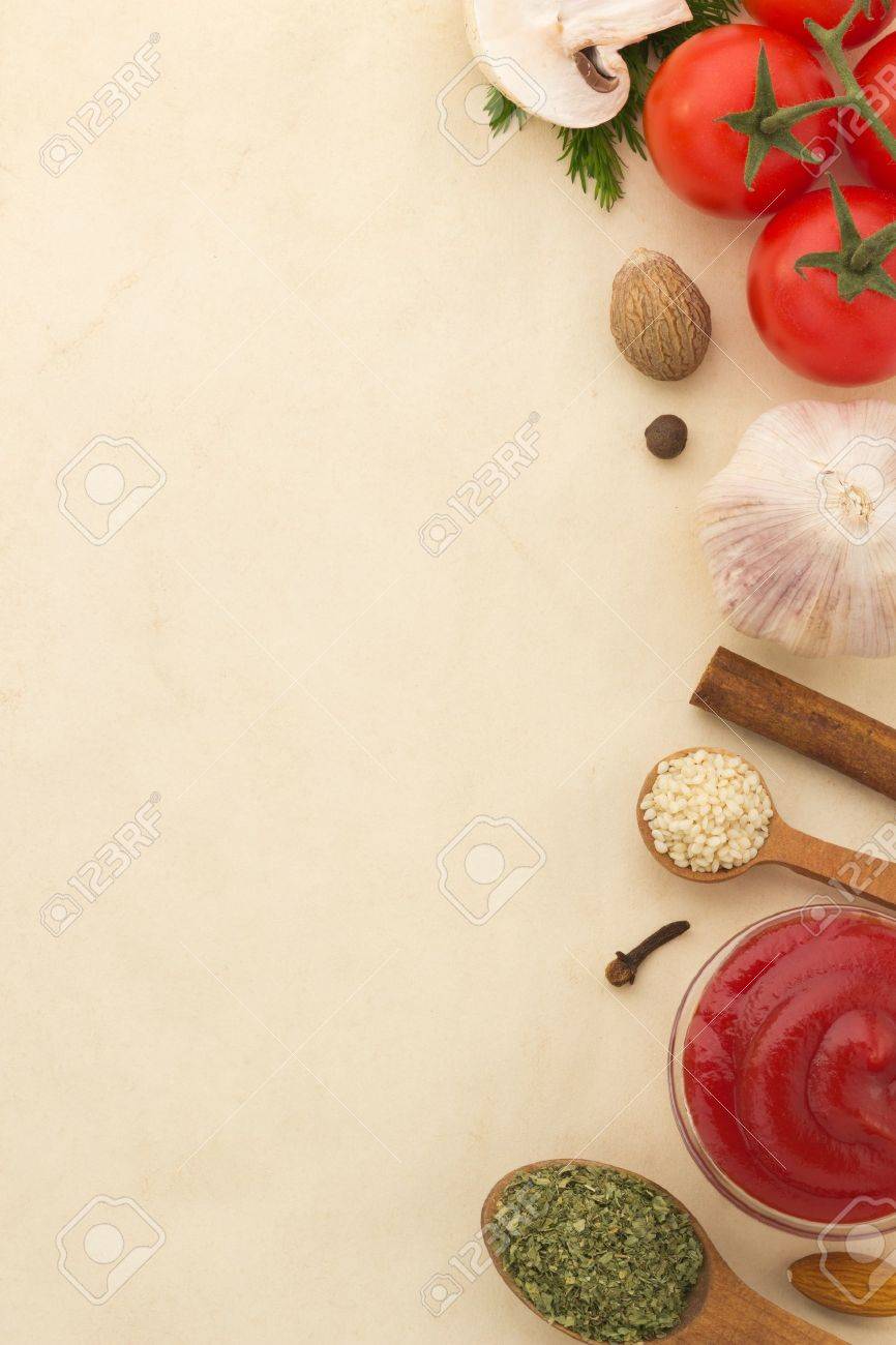 food ingredients and spices on aged background - 18859593 food ingredients and spices on aged background - 18859593