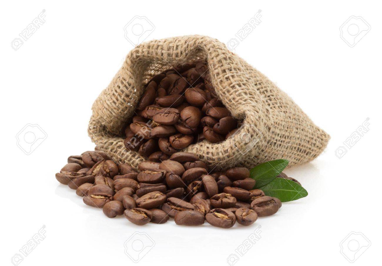 coffee beans in bag isolated on white background - 21227248 coffee beans in bag isolated on white background - 21227248