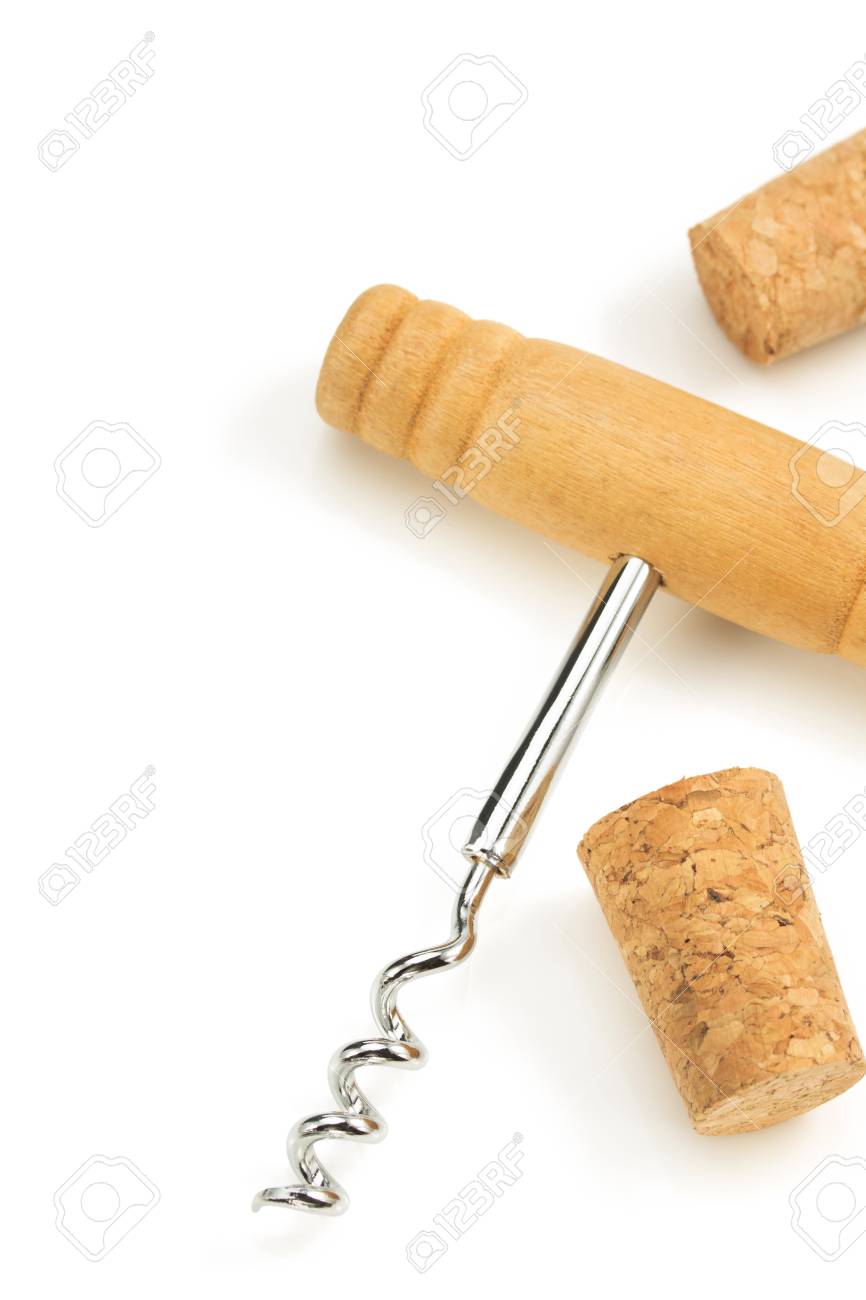 コルク栓抜き ワイン コルクの分離ホワイト バック グラウンド の写真素材 画像素材 Image