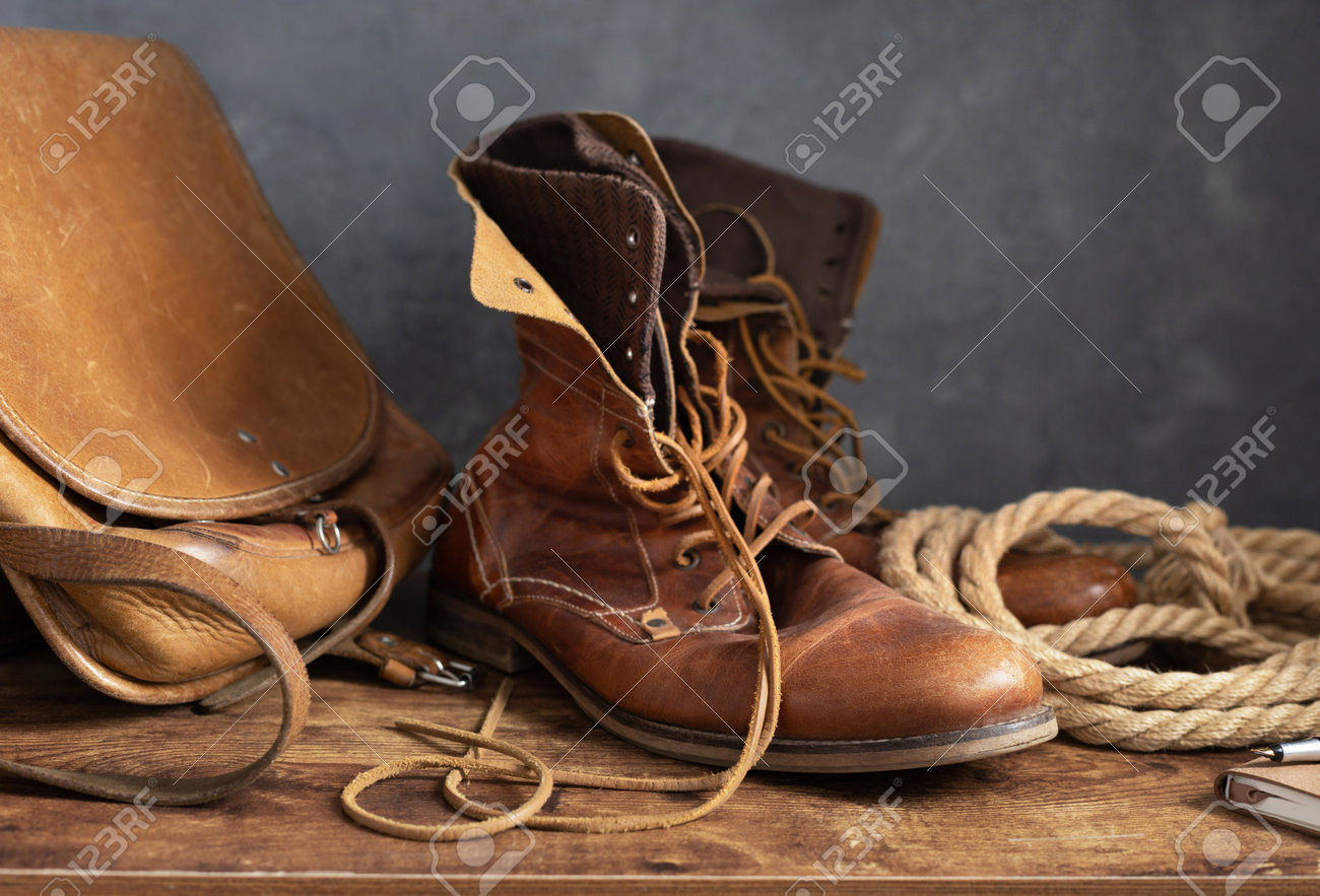 old fashioned leather boots