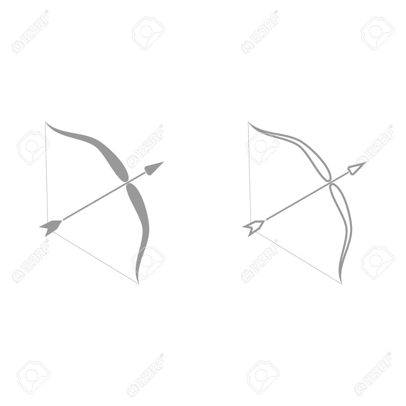 弓と矢黒のアイコンが表示されます シンプルなスタイル のイラスト素材 ベクタ Image