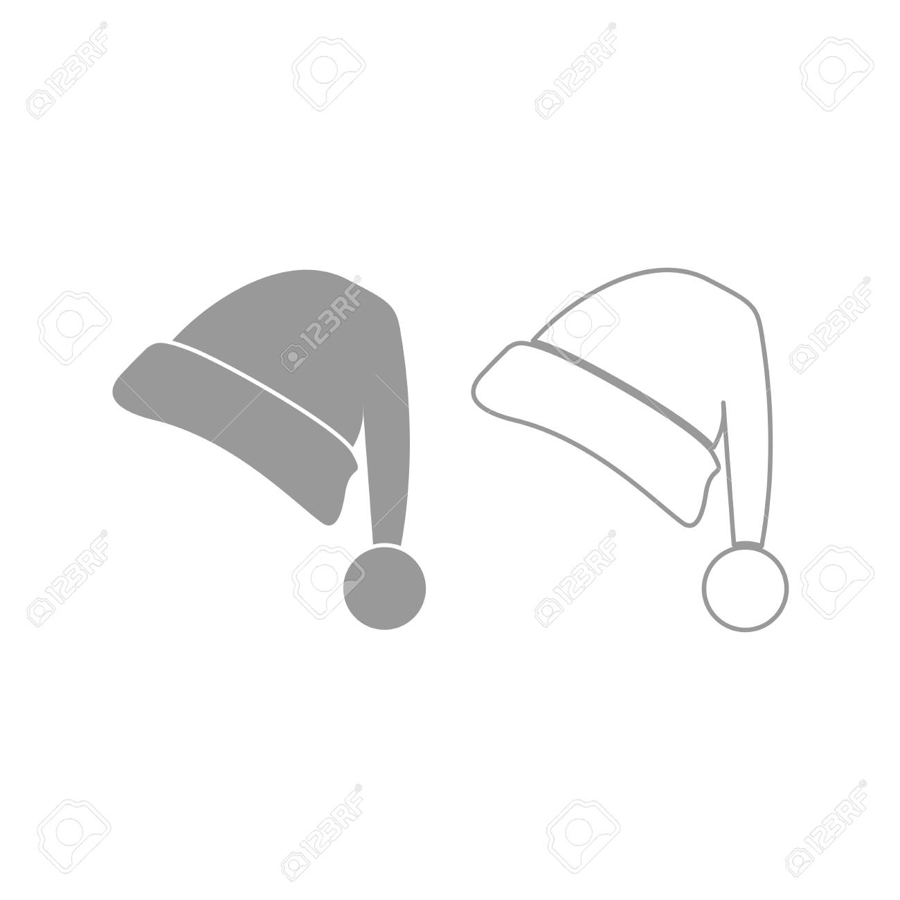 Immagini Del Cappello Di Babbo Natale.Vettoriale Icona Del Cappello Di Babbo Natale E Grigio Impostato Image 90214970