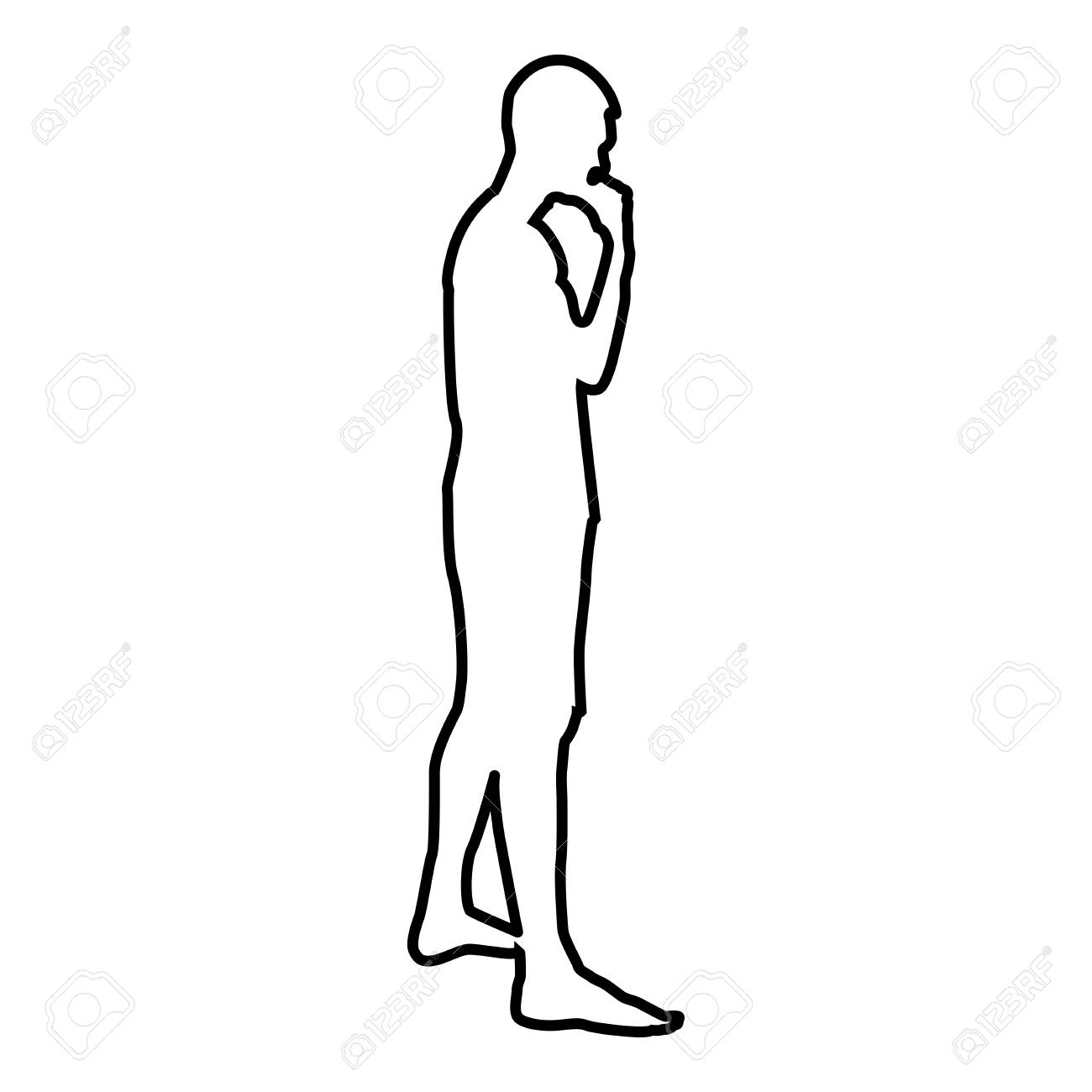 picture Silhouette Simple Person Outline thinking man standing silhouette pensive person side view icon
