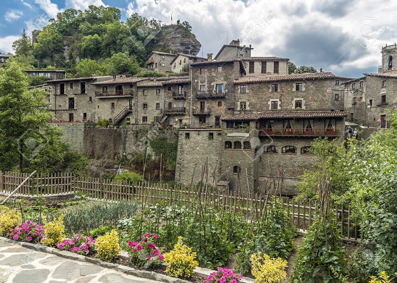 Spain Catalonia Rupit Mountain Village Built On Top Of - 