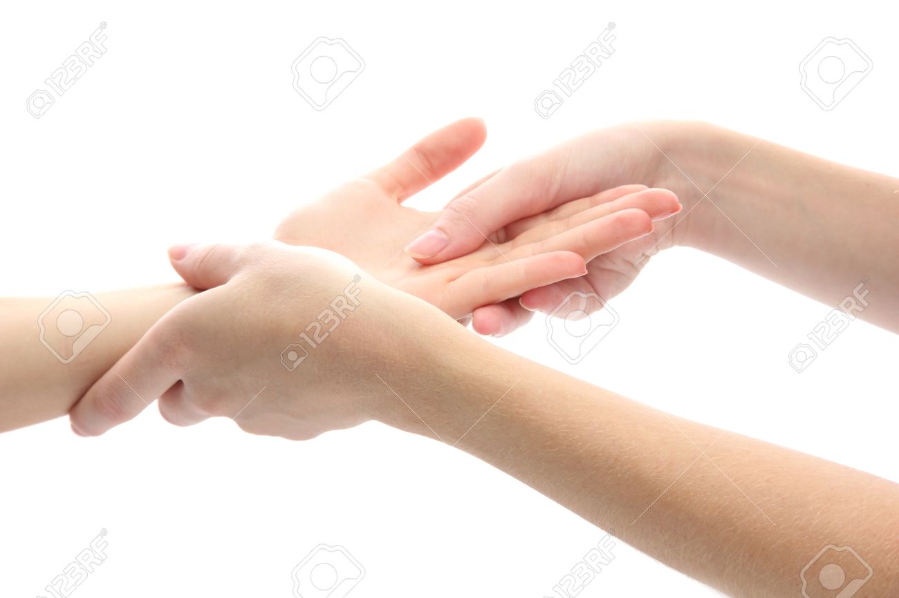 ハンド マッサージ 白で隔離されます の写真素材 画像素材 Image