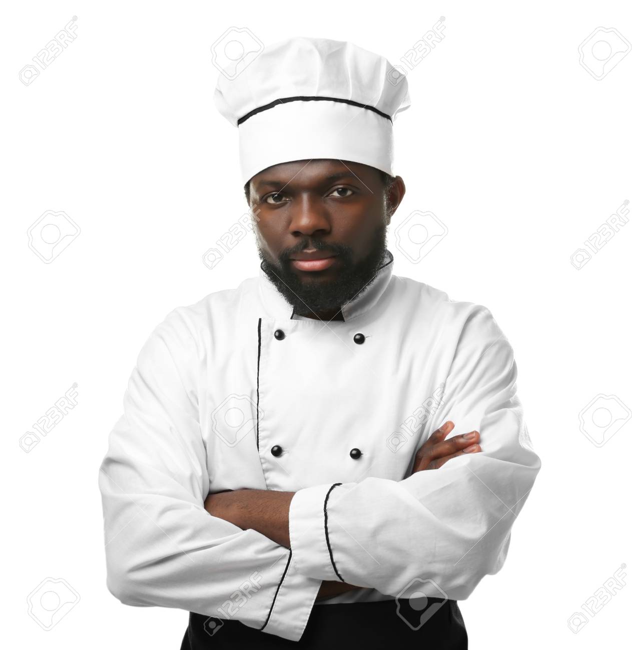 Download African American Chef In Uniform On White Background Stock Photo Picture And Royalty Free Image Image 110035253